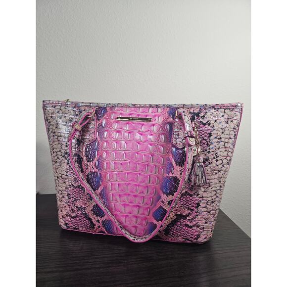 BRAHMIN Medium Asher Tote ~ Pink Cobra Ombre Melbourne NEW - Picture 2 of 7